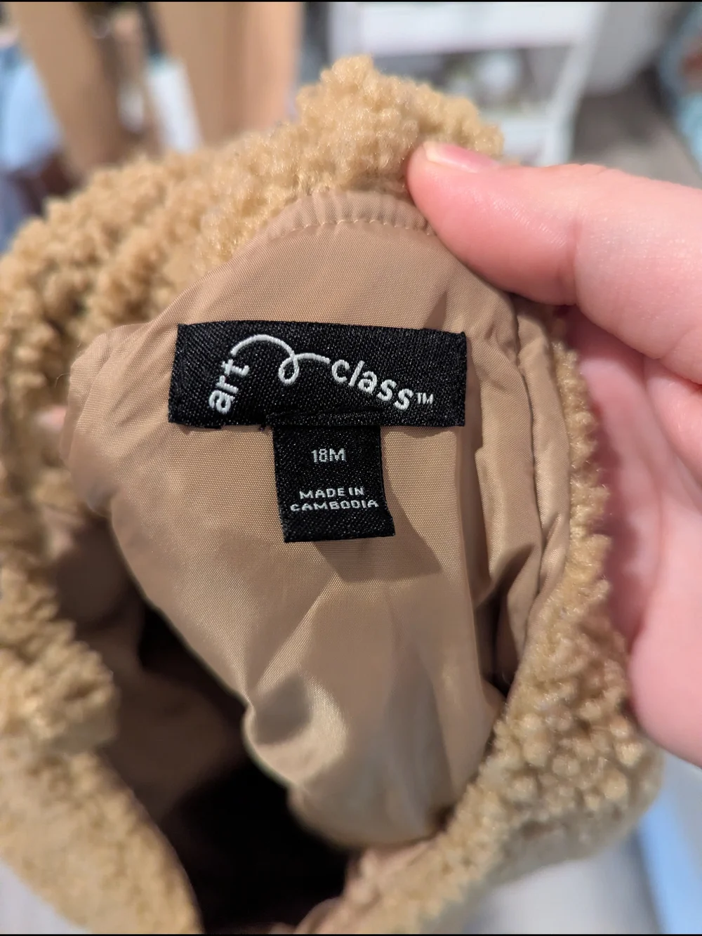art class Sherpa Bib Overall with Ear Straps in Camel Brown